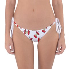 Red Apple Core Funny Retro Pattern Half On White Background Reversible Bikini Bottom by genx