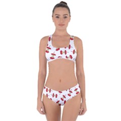 Red Apple Core Funny Retro Pattern Half On White Background Criss Cross Bikini Set by genx