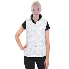 Organic Olive Leaves Pattern Hand Drawn Black And White Women s Button Up Vest by genx