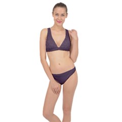 Organic Olive Leaves Pattern Hand Drawn Purple Red Wine Classic Banded Bikini Set  by genx