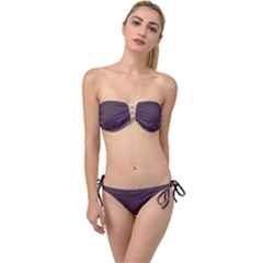 Organic Olive Leaves Pattern Hand Drawn Purple Red Wine Twist Bandeau Bikini Set by genx