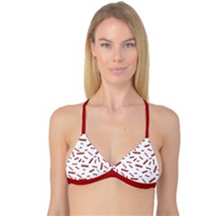Funny Bacon Slices Pattern Infidel Red Meat Reversible Tri Bikini Top by genx