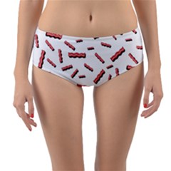 Funny Bacon Slices Pattern Infidel Red Meat Reversible Mid-waist Bikini Bottoms by genx