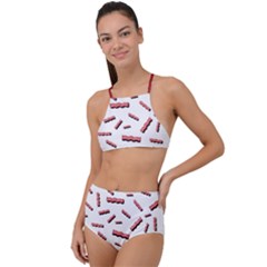 Funny Bacon Slices Pattern Infidel Red Meat High Waist Tankini Set by genx