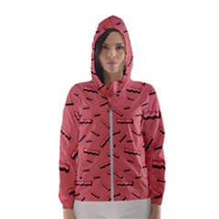 Funny Bacon Slices Pattern Infidel Vintage Red Meat Background  Women s Hooded Windbreaker by genx