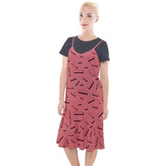 Funny Bacon Slices Pattern Infidel Vintage Red Meat Background  Camis Fishtail Dress by genx