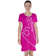 A-ok Perfect Handsign Maga Pro-trump Patriot On Pink Background Short Sleeve Nightdress by snek