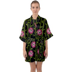 Abstract Rose Garden Quarter Sleeve Kimono Robe by Alisyart