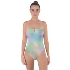 Pastel Mermaid Sparkles Tie Back One Piece Swimsuit by retrotoomoderndesigns