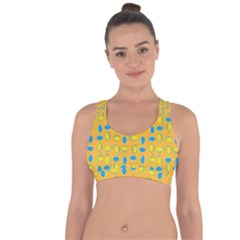 Lemons Ongoing Pattern Texture Cross String Back Sports Bra by Mariart