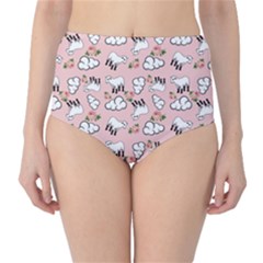 Vintage Lamb Pattern Pink Classic High-waist Bikini Bottoms