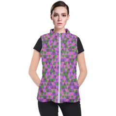 Retro Pink Purple Geometric Pattern Women s Puffer Vest