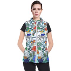 Moon And Flowers Abstract Women s Puffer Vest by okhismakingart