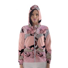 Wonderful Mandala Moon With Wolf Women s Hooded Windbreaker by FantasyWorld7