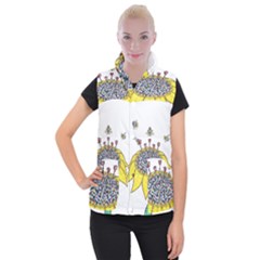 Bees At Work  Women s Button Up Vest by okhismakingart