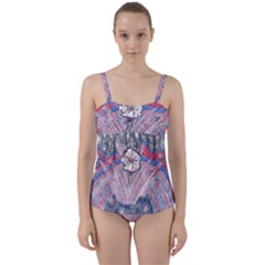 Abstract Flower Field Twist Front Tankini Set by okhismakingart