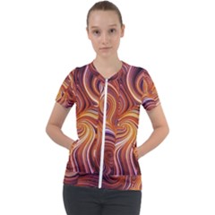 Electric Field Art Liv Short Sleeve Zip Up Jacket by okhismakingart