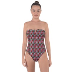 Roses Pink Plaid Tie Back One Piece Swimsuit