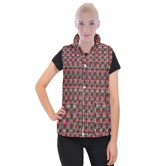 Roses Pink Plaid Women s Button Up Vest