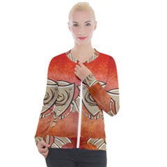 Wonderful Dragon On A Shield With Wings Casual Zip Up Jacket by FantasyWorld7