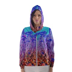 Sedum And Turquoise Women s Hooded Windbreaker by okhismakingart