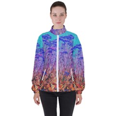 Sedum And Turquoise Women s High Neck Windbreaker by okhismakingart