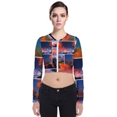 Sunset Collage Long Sleeve Zip Up Bomber Jacket by okhismakingart