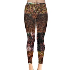 Queen Annes Lace Horizontal Slice Collage Inside Out Leggings by okhismakingart