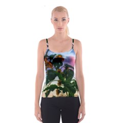 Sunflowers And Wild Weeds Spaghetti Strap Top by okhismakingart