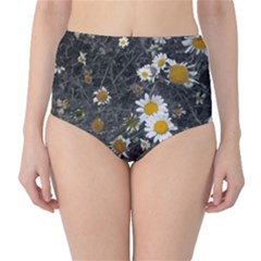 Black And White With Daisies Classic High-waist Bikini Bottoms by okhismakingart