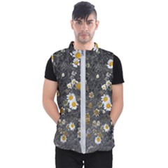 Black And White With Daisies Men s Puffer Vest by okhismakingart