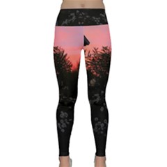 Daisies And Pink Lightweight Velour Classic Yoga Leggings by okhismakingart