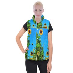 Bright Sunflowers Women s Button Up Vest by okhismakingart