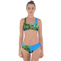 Bright Sunflowers Criss Cross Bikini Set by okhismakingart