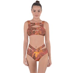 Red Tinted Sunflower Bandaged Up Bikini Set  by okhismakingart