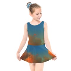 Orange And Blue Sky Kids  Skater Dress Swimsuit by okhismakingart