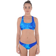 Deep Blue Clouds Cross Back Hipster Bikini Set by okhismakingart