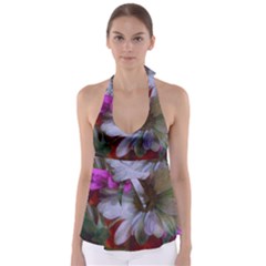 Grainy Green Flower (with Blue Tint) Babydoll Tankini Top by okhismakingart