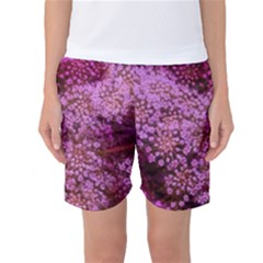 Pink Queen Anne s Lace Landscape Women s Basketball Shorts by okhismakingart