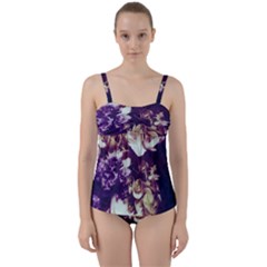 Soft Purple Hydrangeas Twist Front Tankini Set by okhismakingart