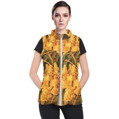 Yellow Sideways Sumac Women s Puffer Vest by okhismakingart