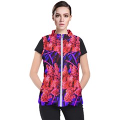 Red And Blue Sideways Sumac Women s Puffer Vest by okhismakingart