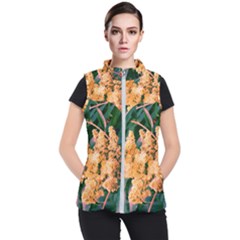 Green And Gold Sideways Sumac Women s Puffer Vest by okhismakingart