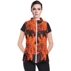 Orange Sumac Bloom Women s Puffer Vest by okhismakingart