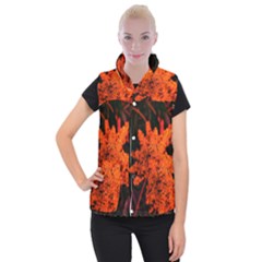 Orange Sumac Bloom Women s Button Up Vest by okhismakingart