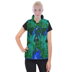 Blue And Green Sumac Bloom Women s Button Up Vest by okhismakingart