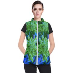 Lime Green Sumac Bloom Women s Puffer Vest by okhismakingart