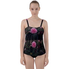 Pink Rose Field Ii Twist Front Tankini Set by okhismakingart