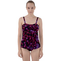 Floral Stars -purple Twist Front Tankini Set by okhismakingart