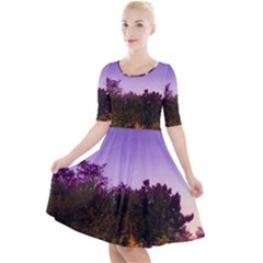 Purple Afternoon Quarter Sleeve A-line Dress by okhismakingart